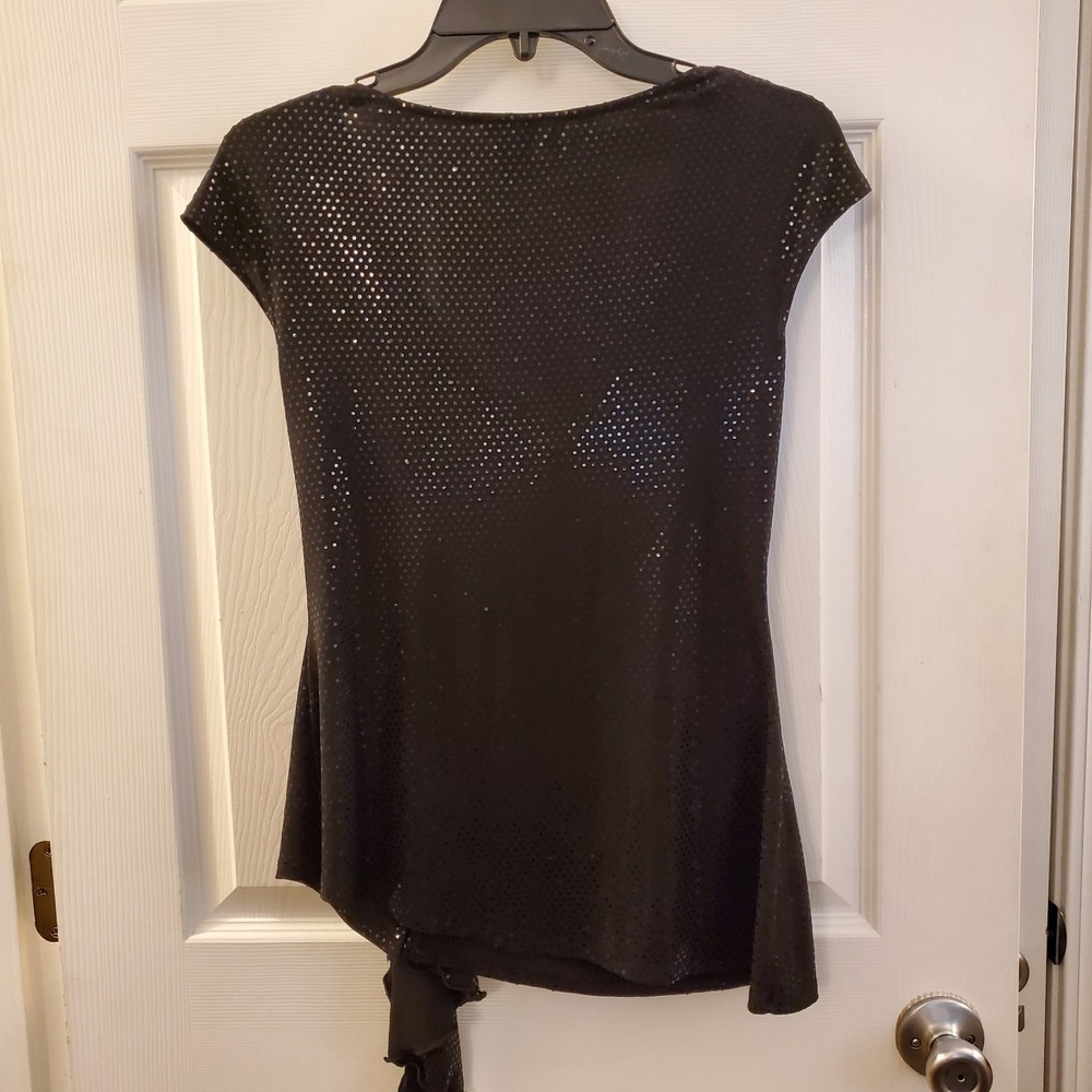 Vintage Cache‎ sz S black sparkle cowl neck top drape evening Party Y2K 90s Glam - Picture 6 of 12